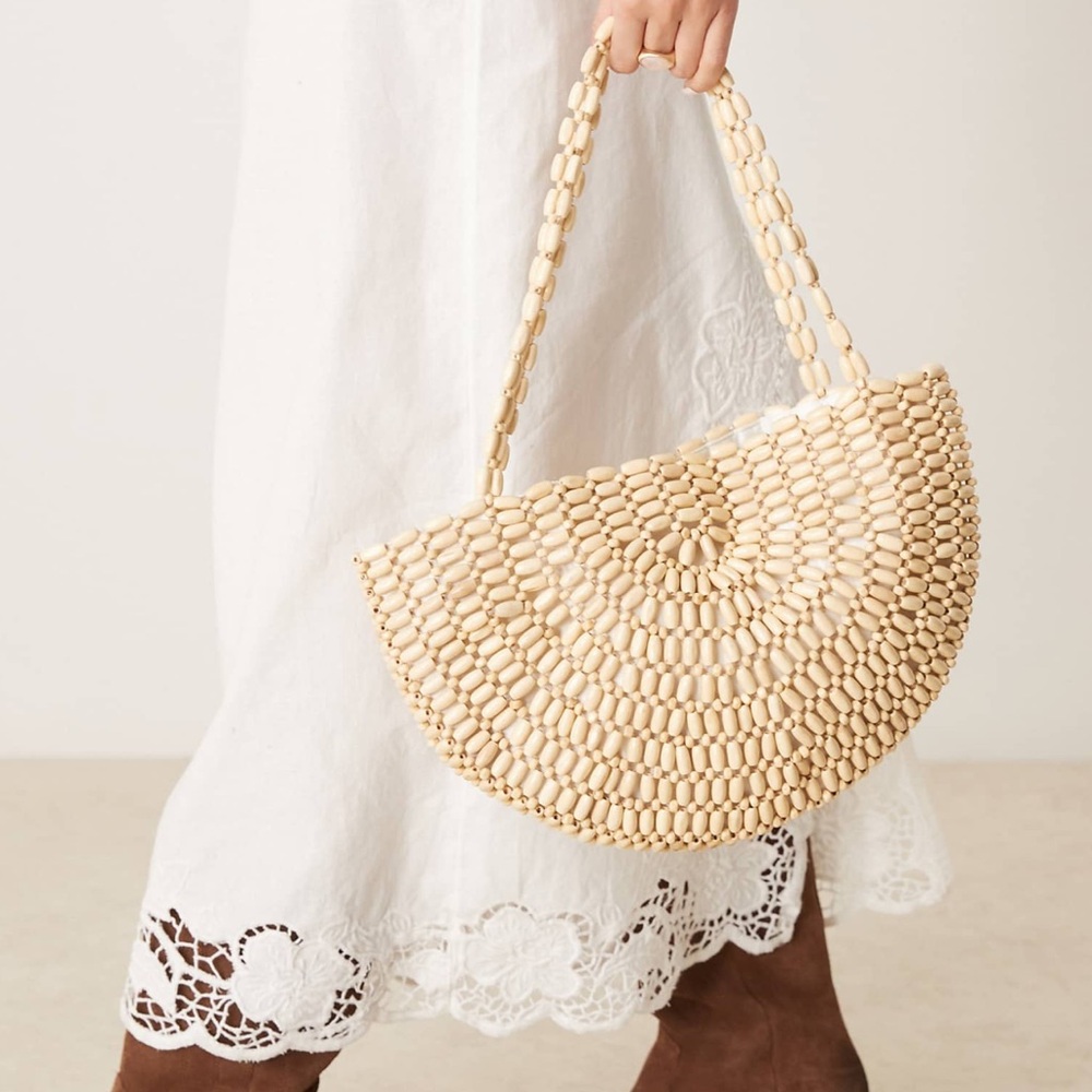 Glamorous Beaded Half Moon Shoulder Bag
